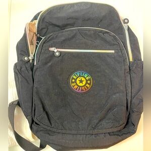 Kipling Seoul Large 15" Laptop Backpack Truly Black Rainbow washed style